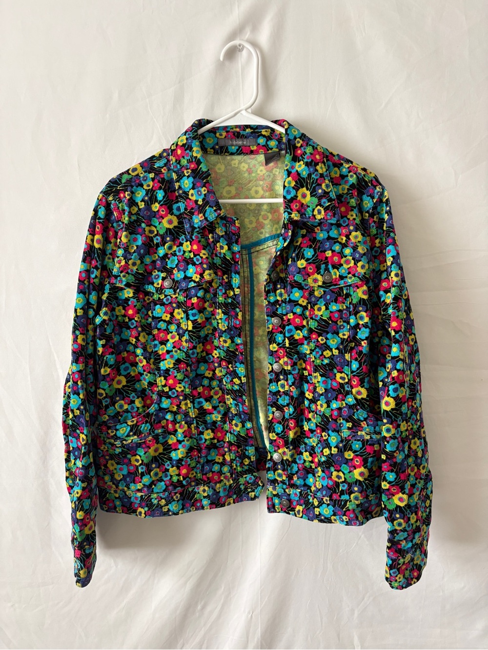 Vintage Liz Claiborne Black Floral Corduroy Jacket